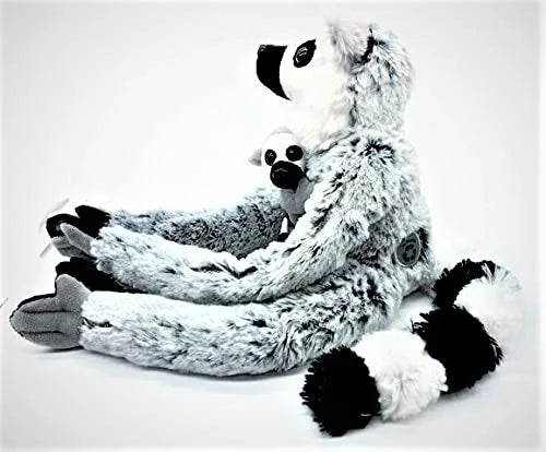 Ring-Tailed Lemur Stuffed Animal with Baby Lemur Plush Toy, 18in R60552