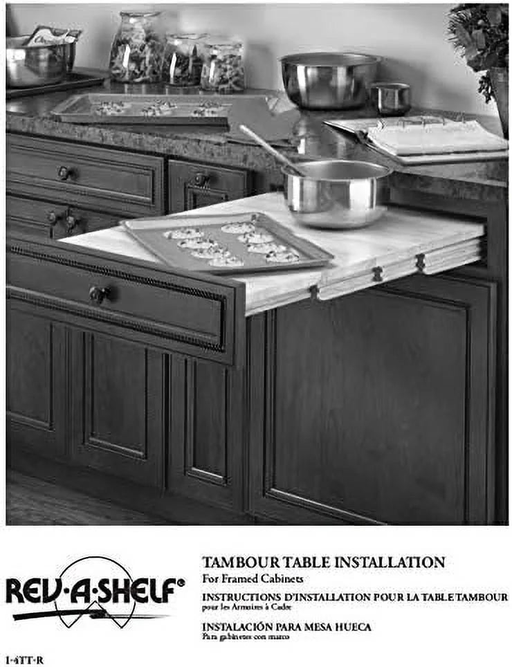 31.75" Pull Out Tambour Table Counter Extension Top Maple Wood Q5867