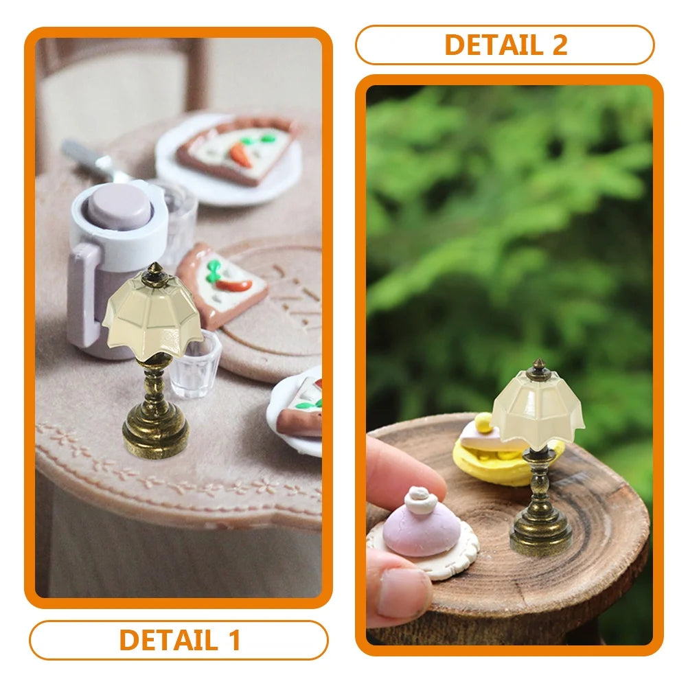 White Metal Dollhouse Desk Lamp 2 Pcs Z96150