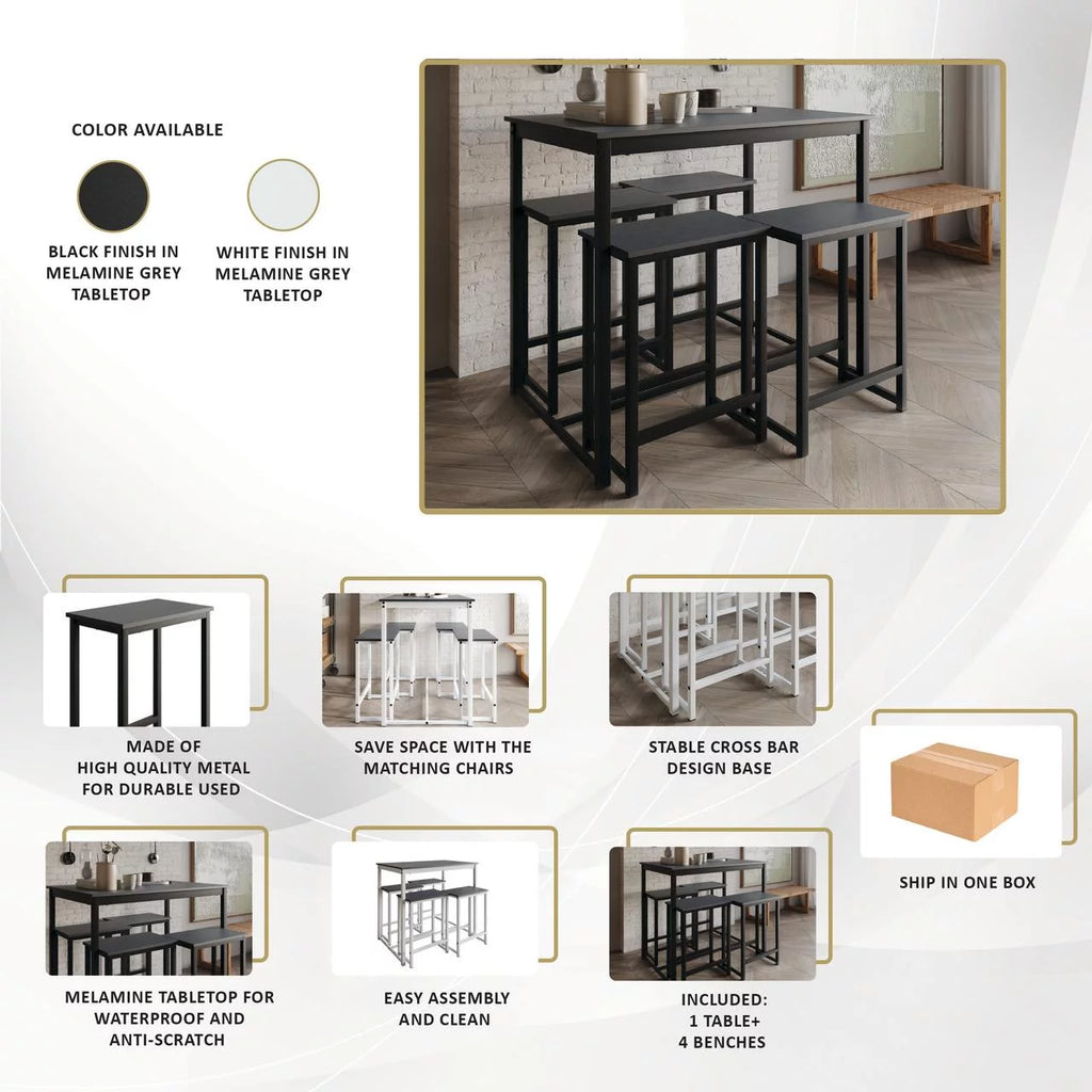 5-Piece Counter Height Metal Dining Set C91865