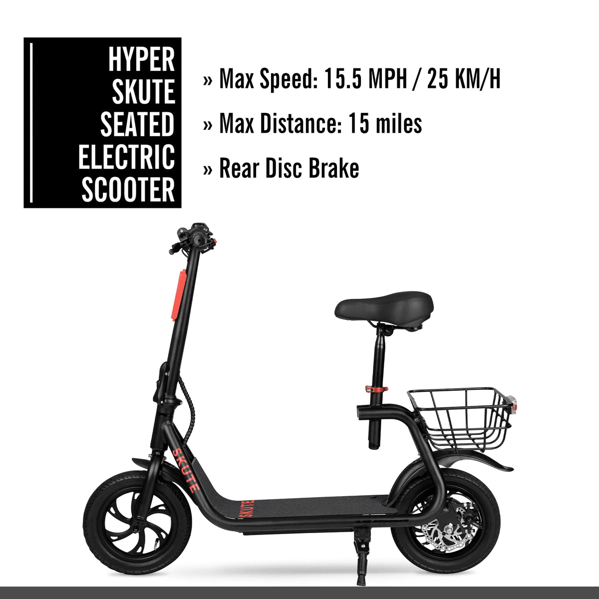 36V 250W Seated Electric Scooter with Basket D838