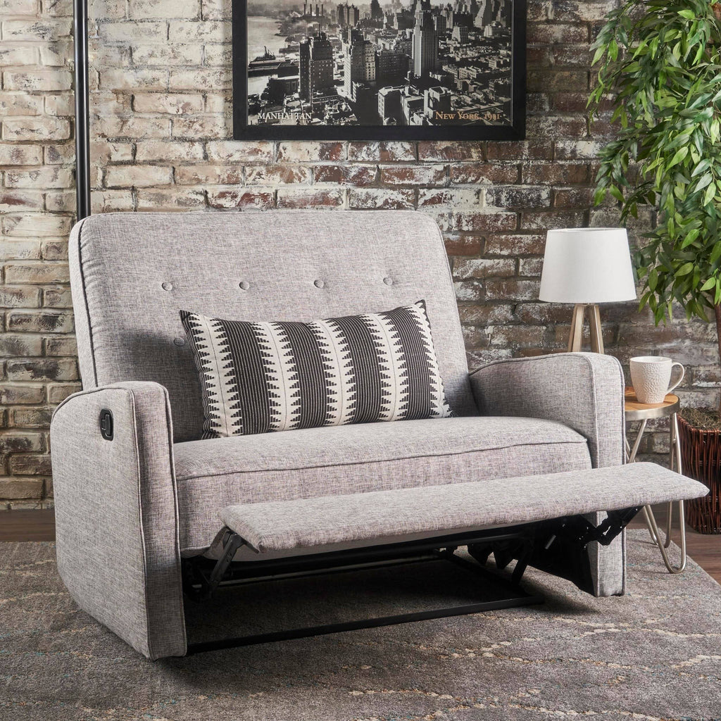 Button Tufted Reclining Loveseat Light Gray / Black C29637