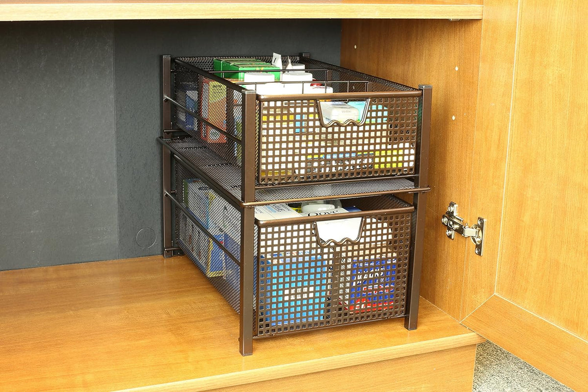 Bronze Mesh Cabinet Basket Organizer S626
