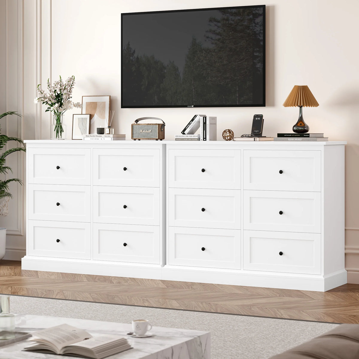 White 6 Drawer Wood Dresser Q6187