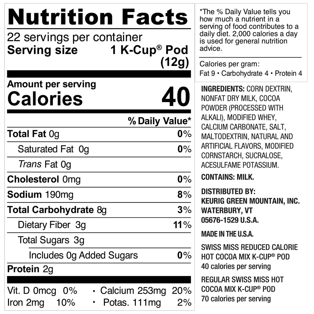 Reduced Calorie Hot Cocoa K-Cup Pods 22 Ct D195