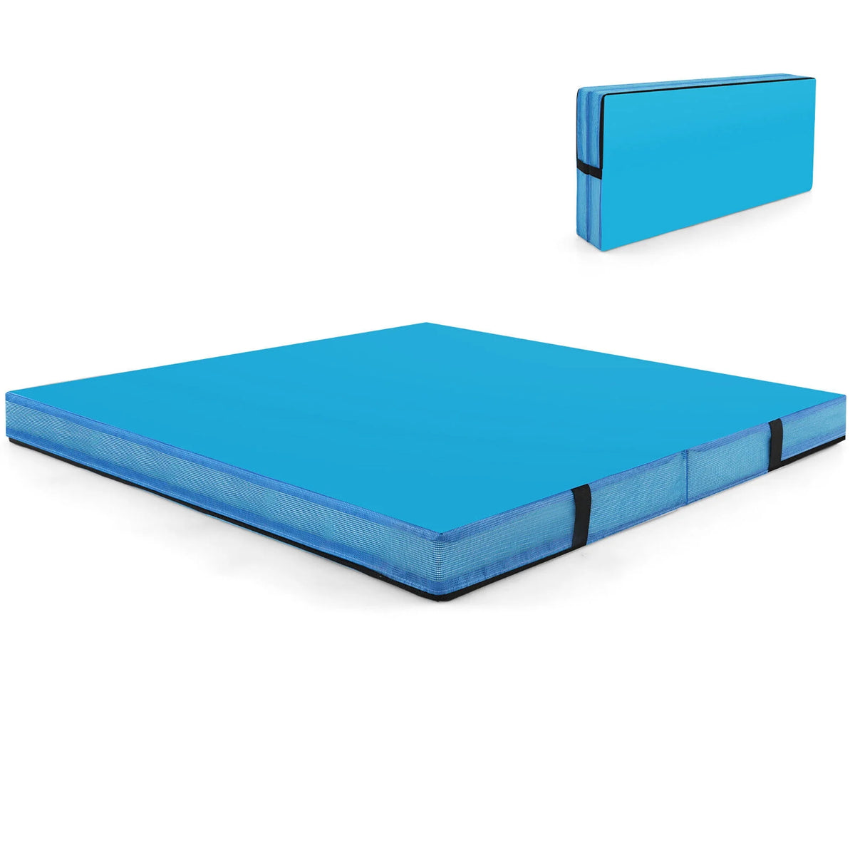 Blue 4'x4'x4'' Bi-Folding Gymnastic Tumbling Mat with Handles P308