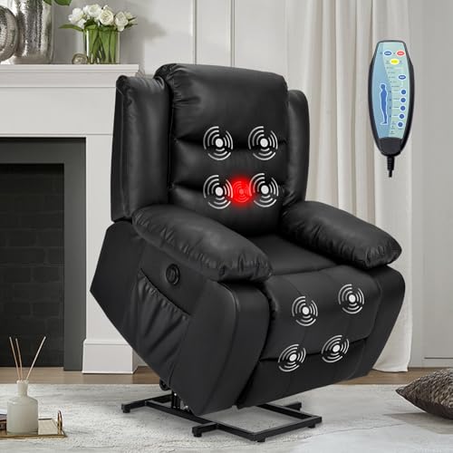 Brown Leather Power Lift Recliner Chair with Massage and Heating M828