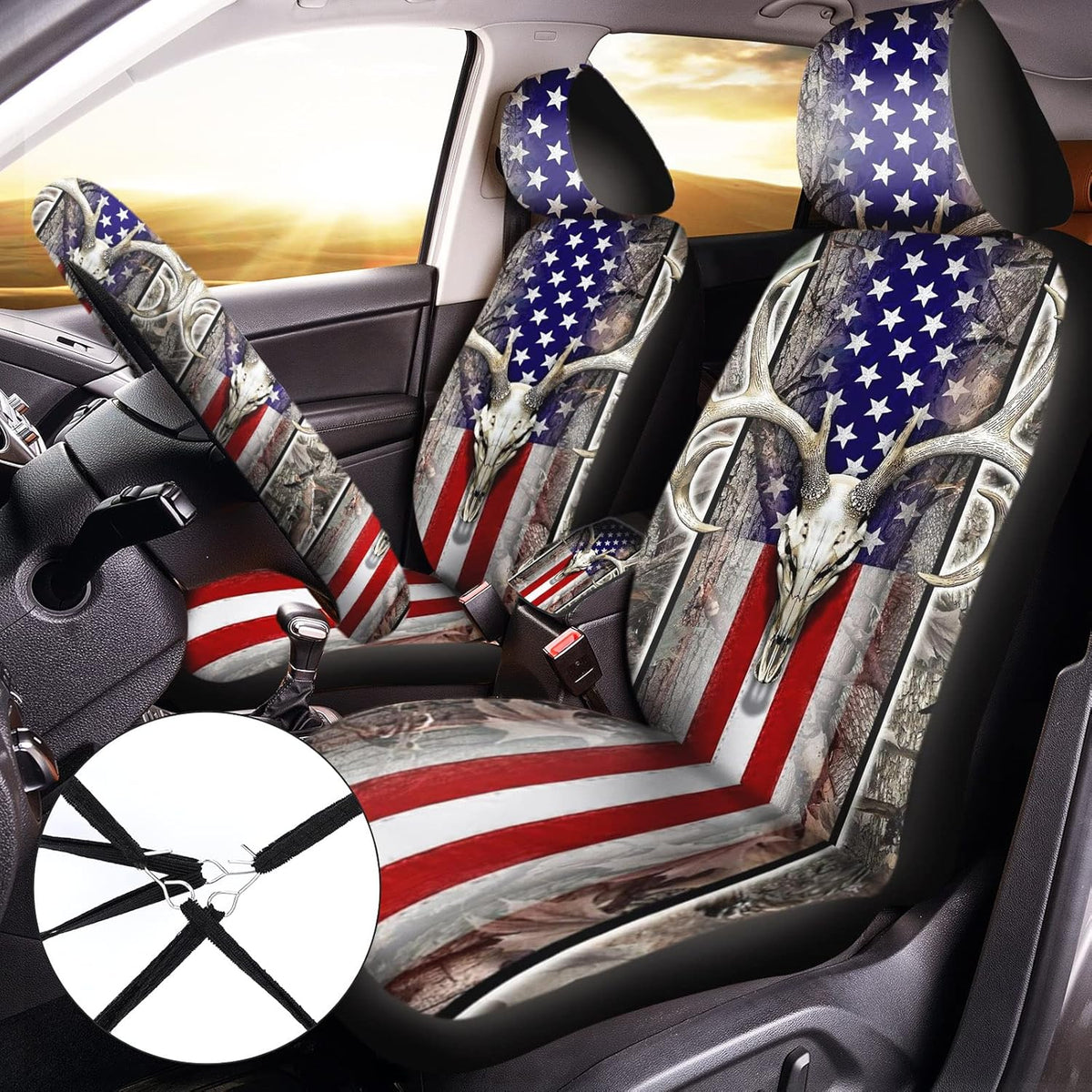 10 Pieces American Flag Camo Print Car Accessories Set E204