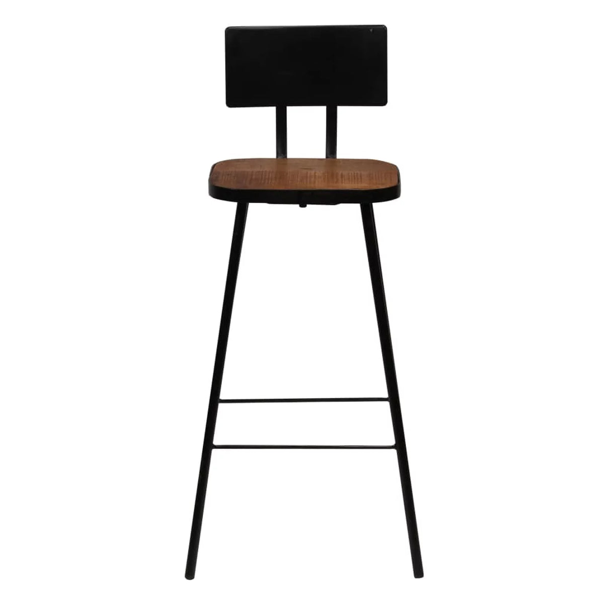 2 Piece Bar Stools Reclaimed Wood Seat with Backrest Steel Frame O811