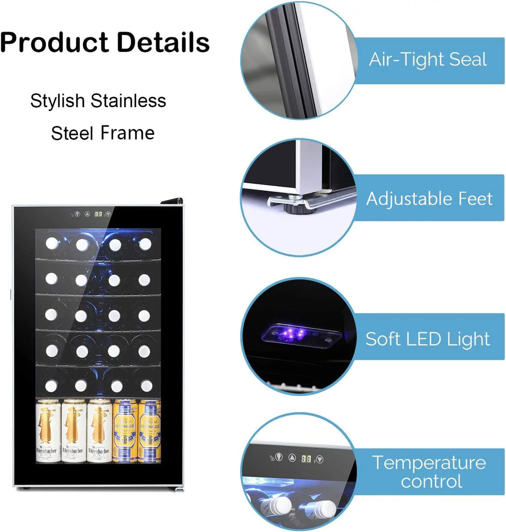 24 Bottle Wine Cooler Beverage Refrigerator Black V75401
