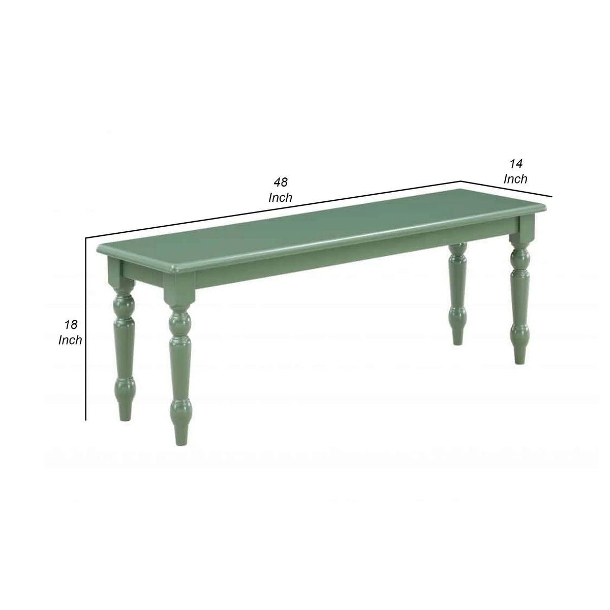 48 Inch Modern Wood Dining Bench with Turned Legs I371340