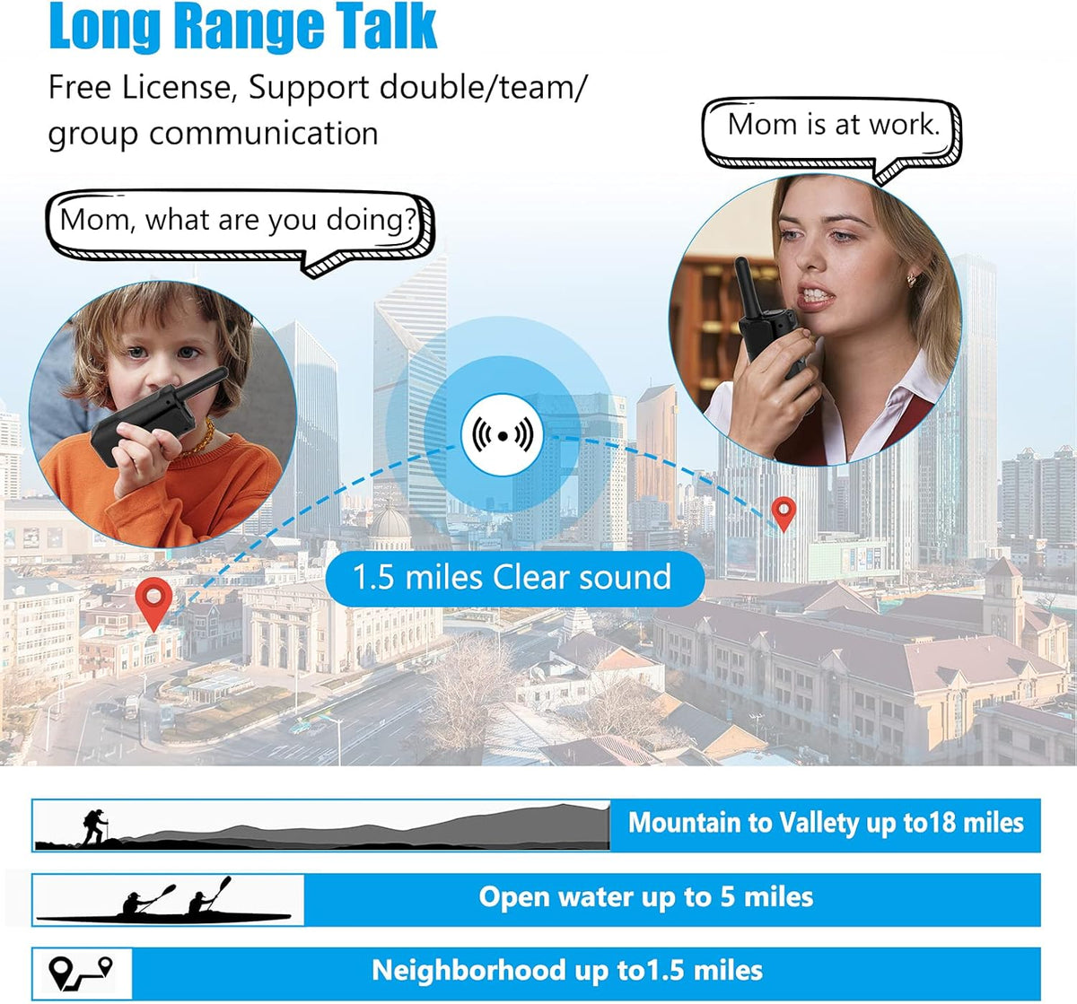 4 Pack Long Range Two-Way Radios Rechargeable Walkie Talkies U278