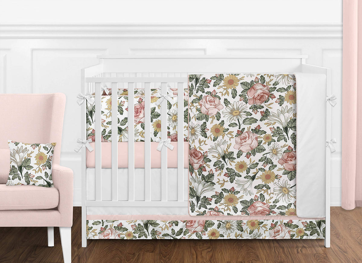 9 Pieces Blush Pink Baby Girl Nursery Crib Bedding Set with Bumper Q484779