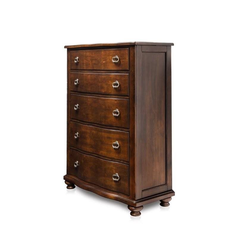 5 Drawer Chest in Brown Cherry Q17682