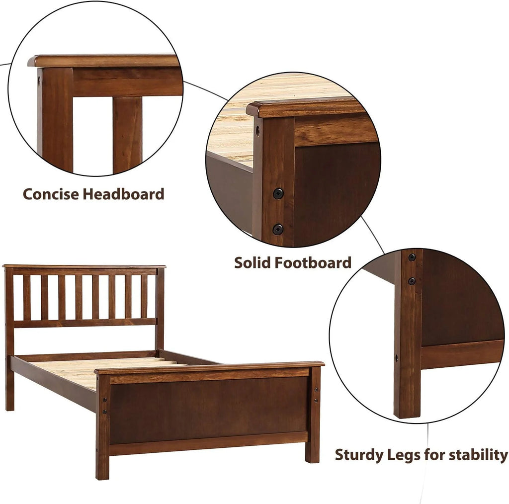 Wood Platform Bed Frame with Headboard and Footboard N2532