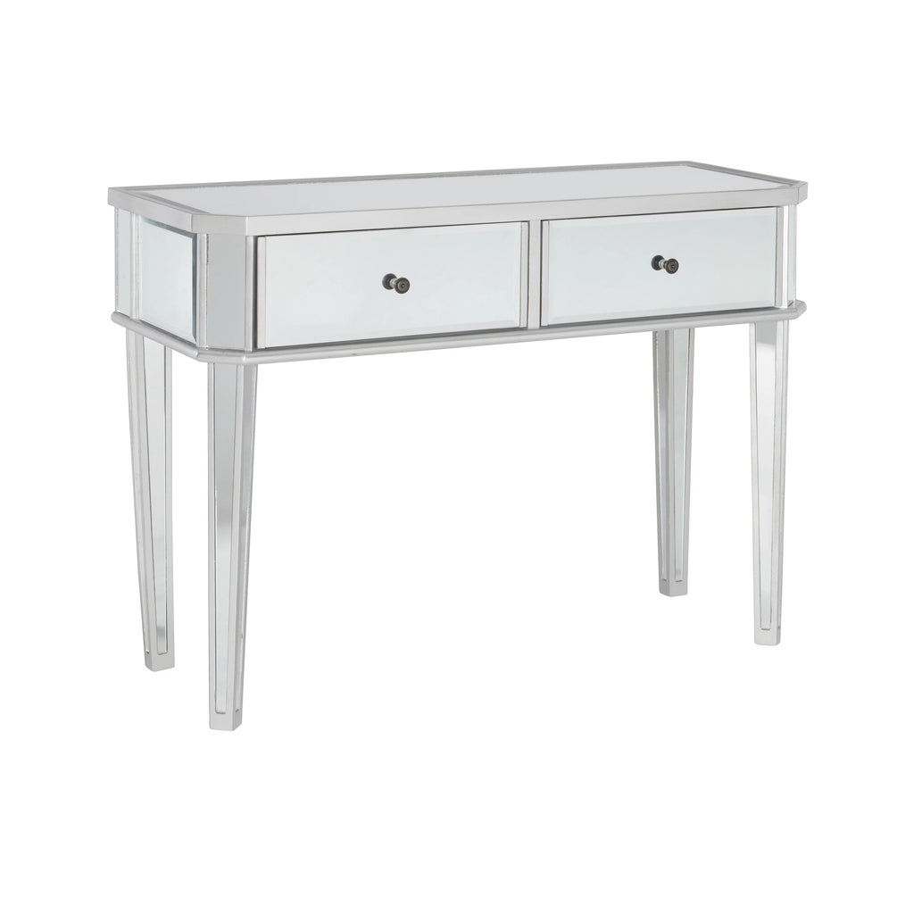 2-Drawer Console Table with Mirrored Surfaces and Silver Wood K738