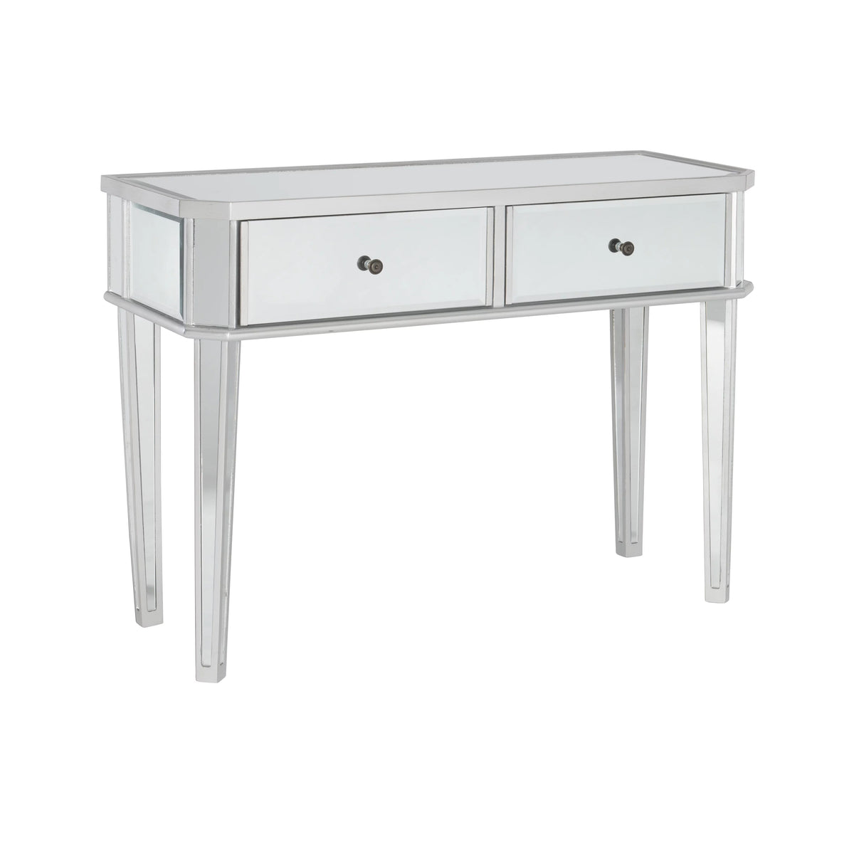 2-Drawer Console Table with Mirrored Surfaces and Silver Wood K738
