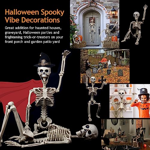 2 Pack 40 Inches Halloween Skeleton Full Body Posable G688