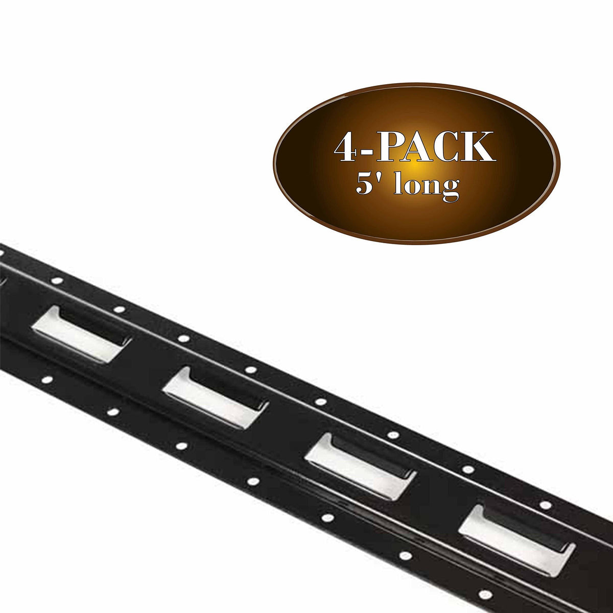Black Powder-Coated 12 Gauge Steel E Track Tie-Down Rail, 4 Pack W960