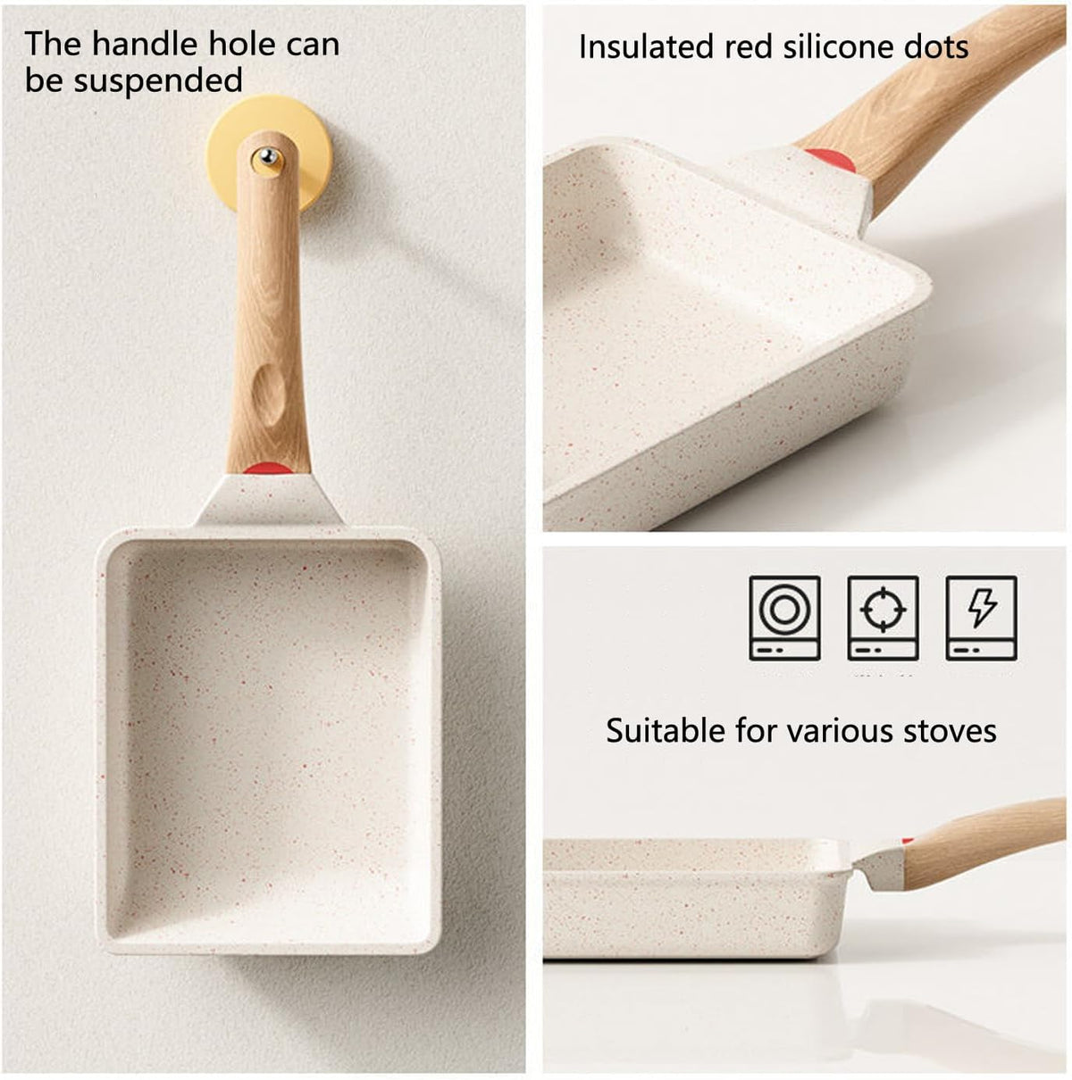 White Non Stick Rectangle Tamagoyaki Pan 6 X 7 Inch F93167