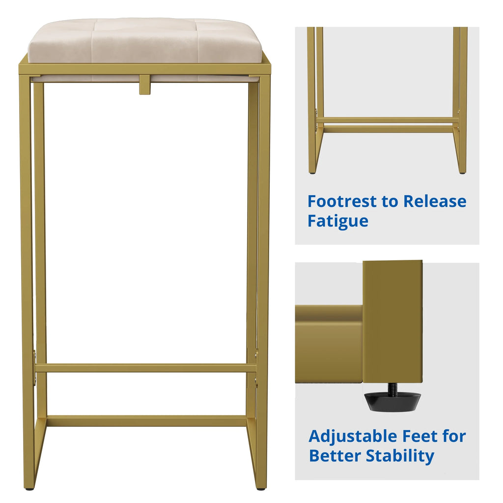 Velvet Tufted Bar Stool Set of 2 J722795