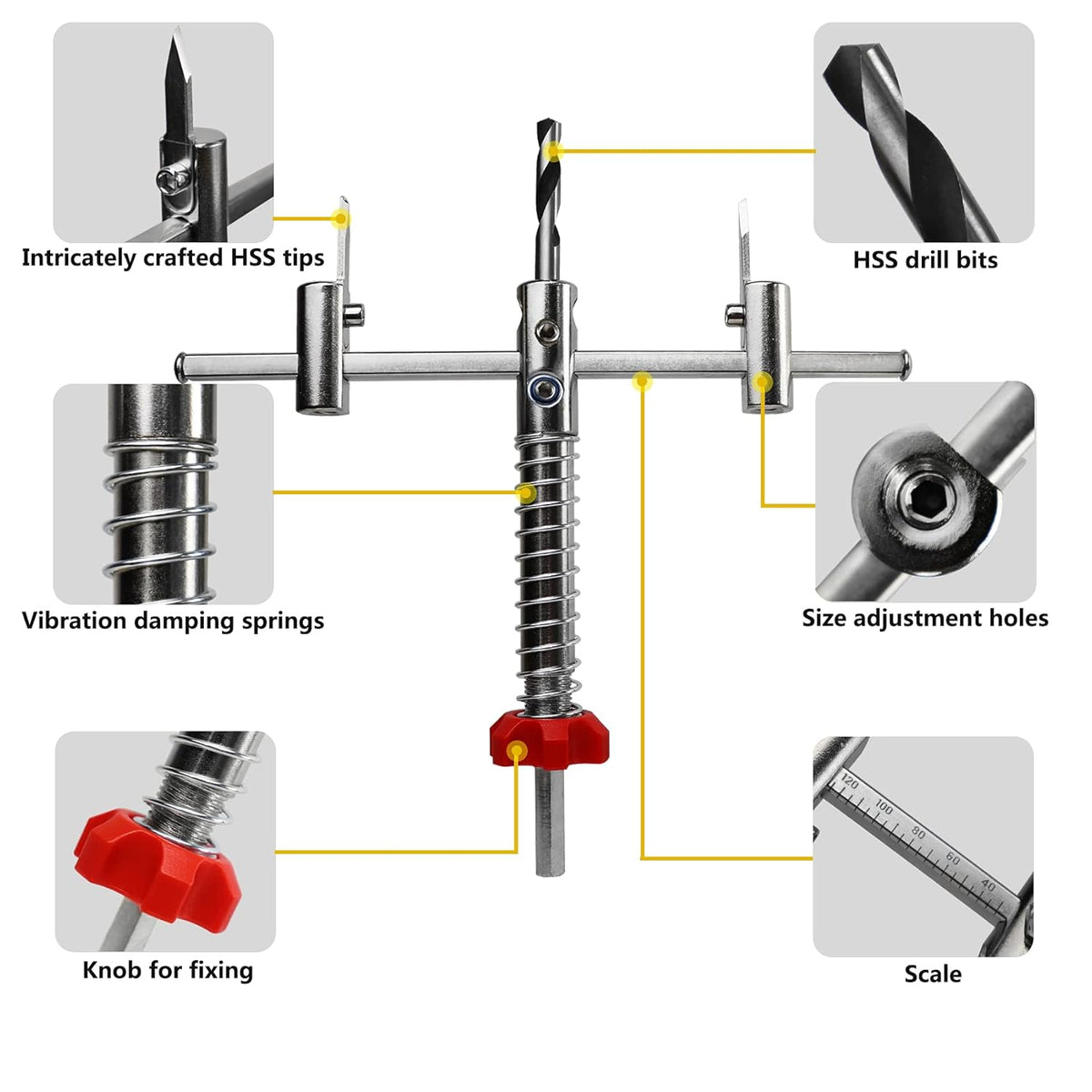 Adjustable Twin Blade Hole Saw Cutter Kit 1-5/8" to 8" Pack of 2 G809