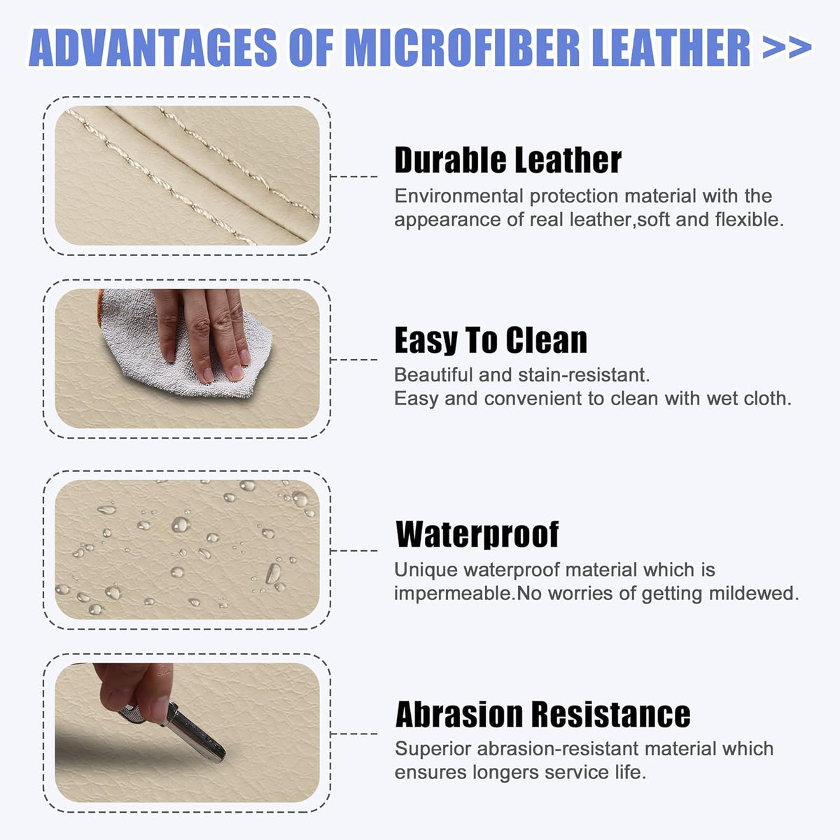 Beige Car Center Console Lid Armrest Cover Protector Pack of 2 C4826
