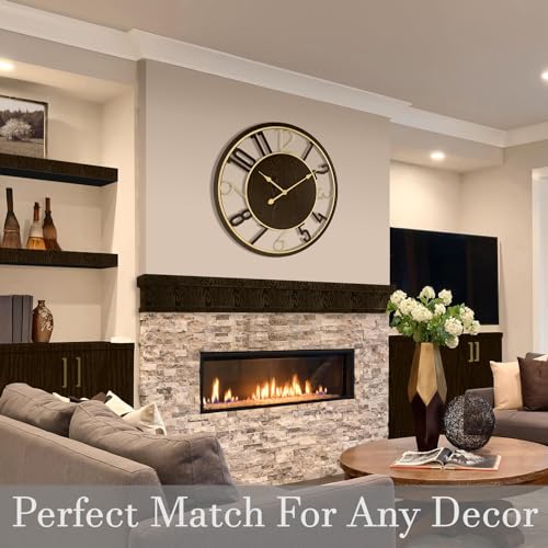 Brown 24-Inch Wooden Analog Wall Clock D7957