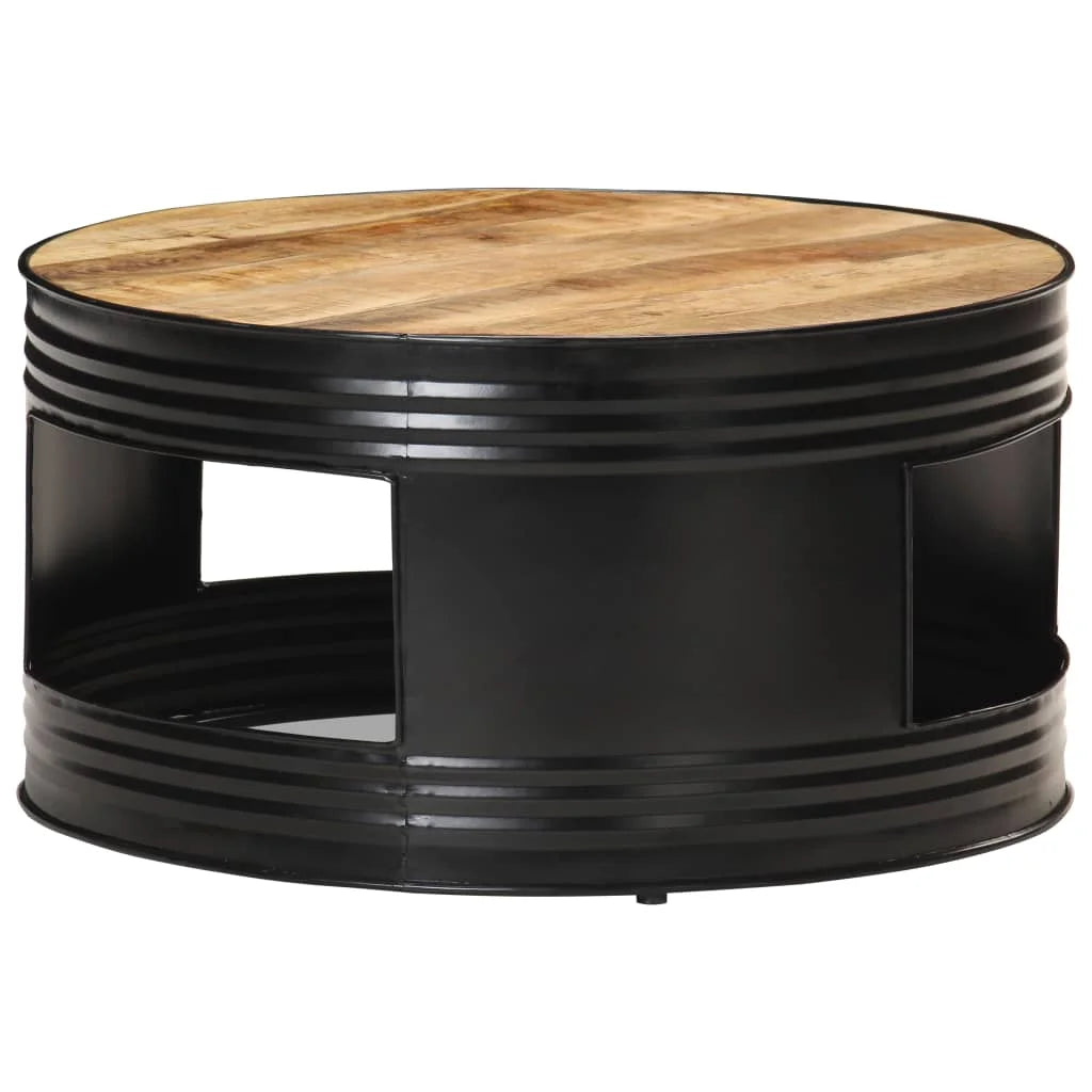 Black Solid Rough Mango Wood Coffee Table N1658