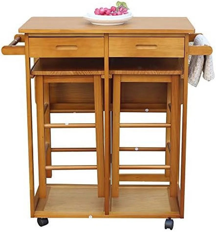 3 Piece Drop Leaf Dining Table Set with 2 Drawers K468574