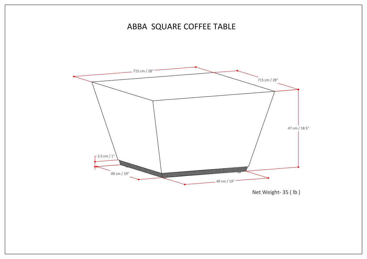 Solid Mango Wood 28" Square Coffee Table V8495