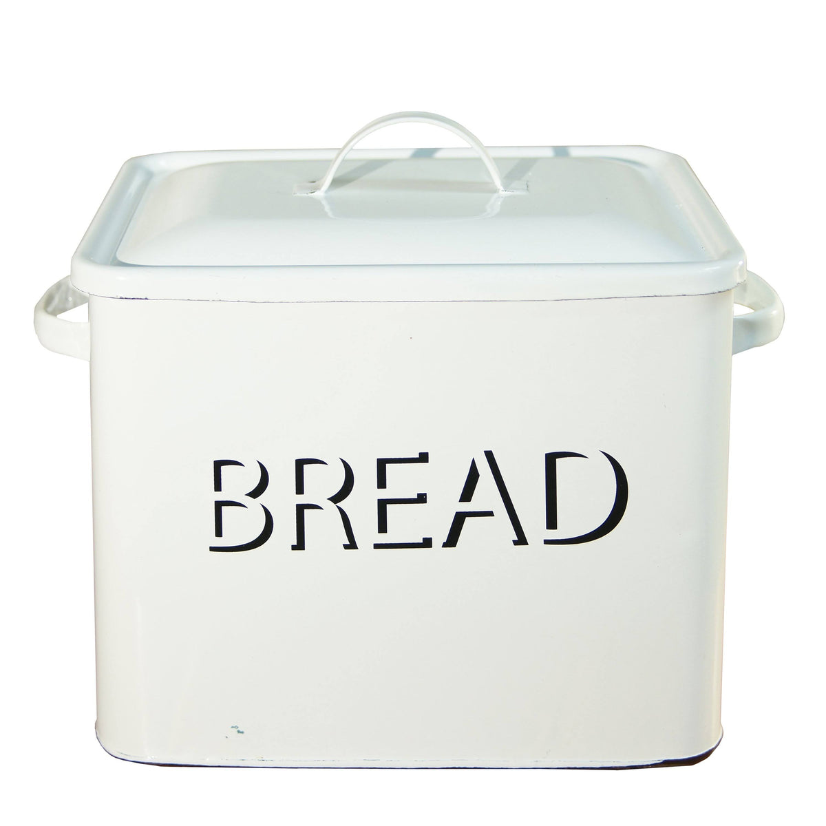 Metal Enamelware Bread Box White & Black W931