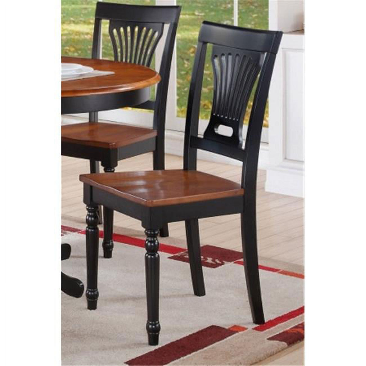 Black & Cherry Wood Seat Dining Chair Pack of 2 G125