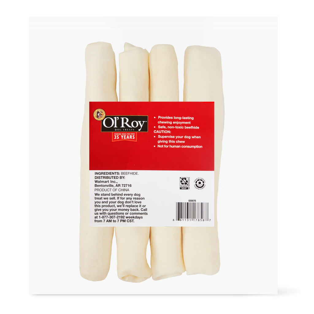 9" Beefhide Chews for Dogs, 10.8 oz, 4 Count H375