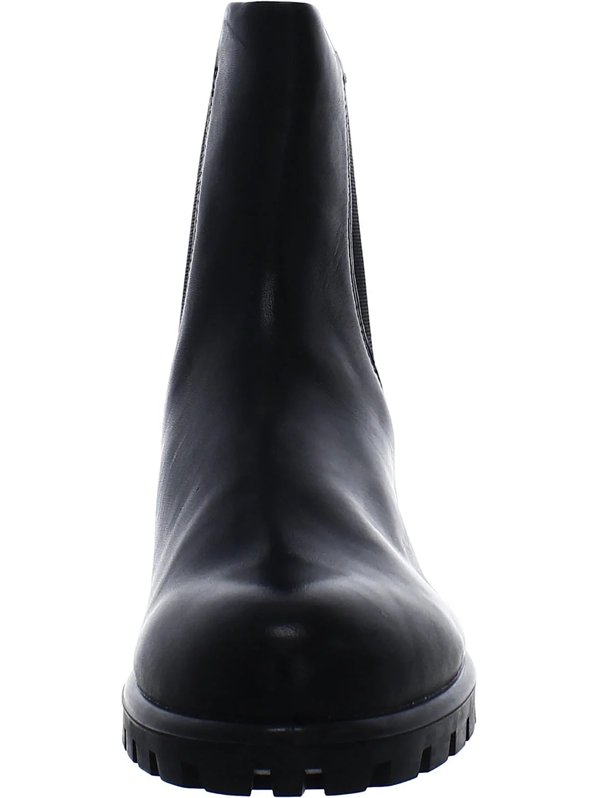 Black Leather Round Toe Chelsea Z613046