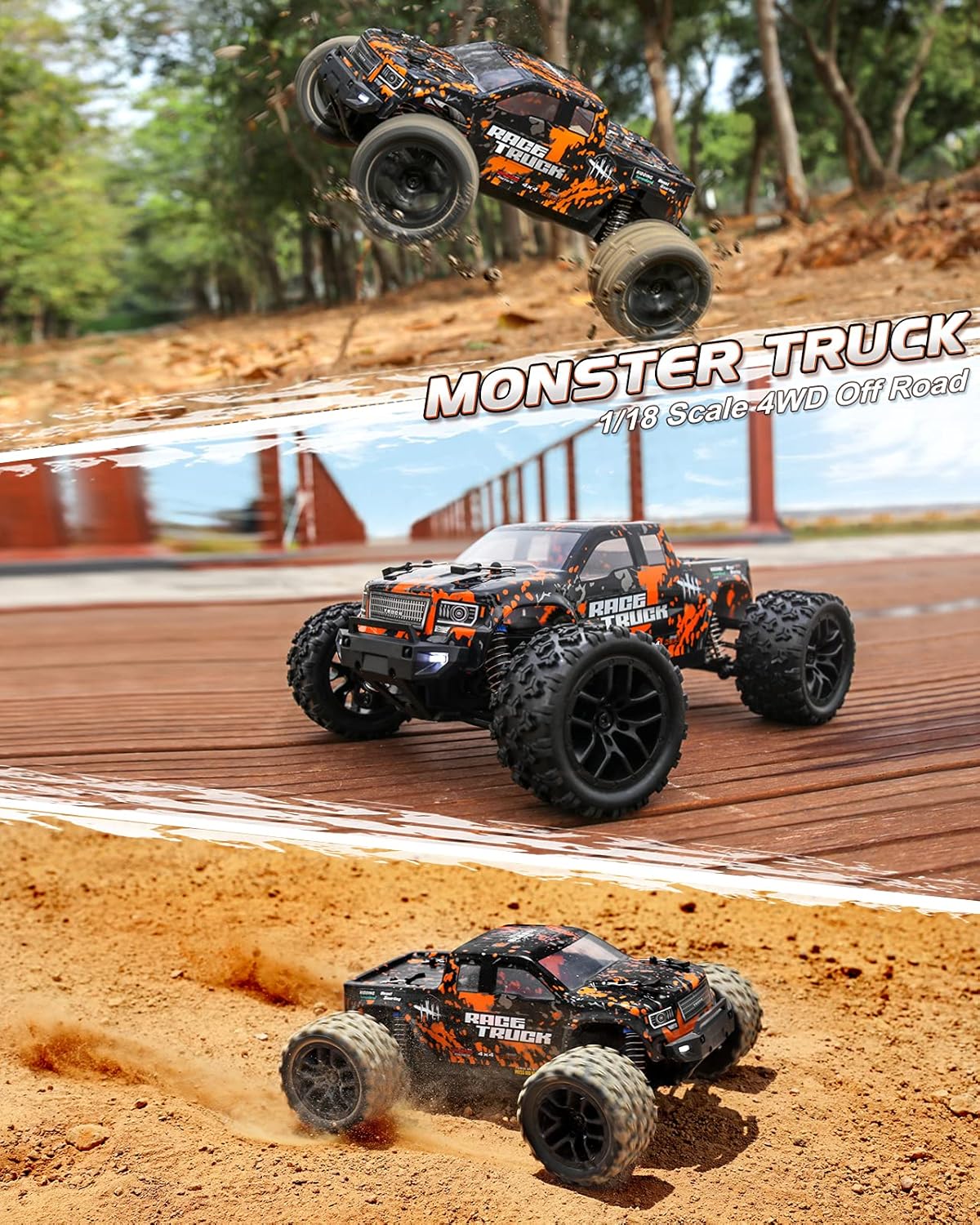 1:18 Scale 4X4 RC Monster Truck with 2 Batteries C9025