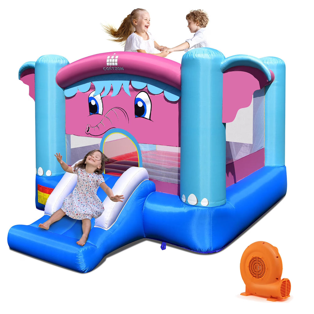 Inflatable Bounce House 3-in-1 Elephant Theme Castle with 550W Blower D15790