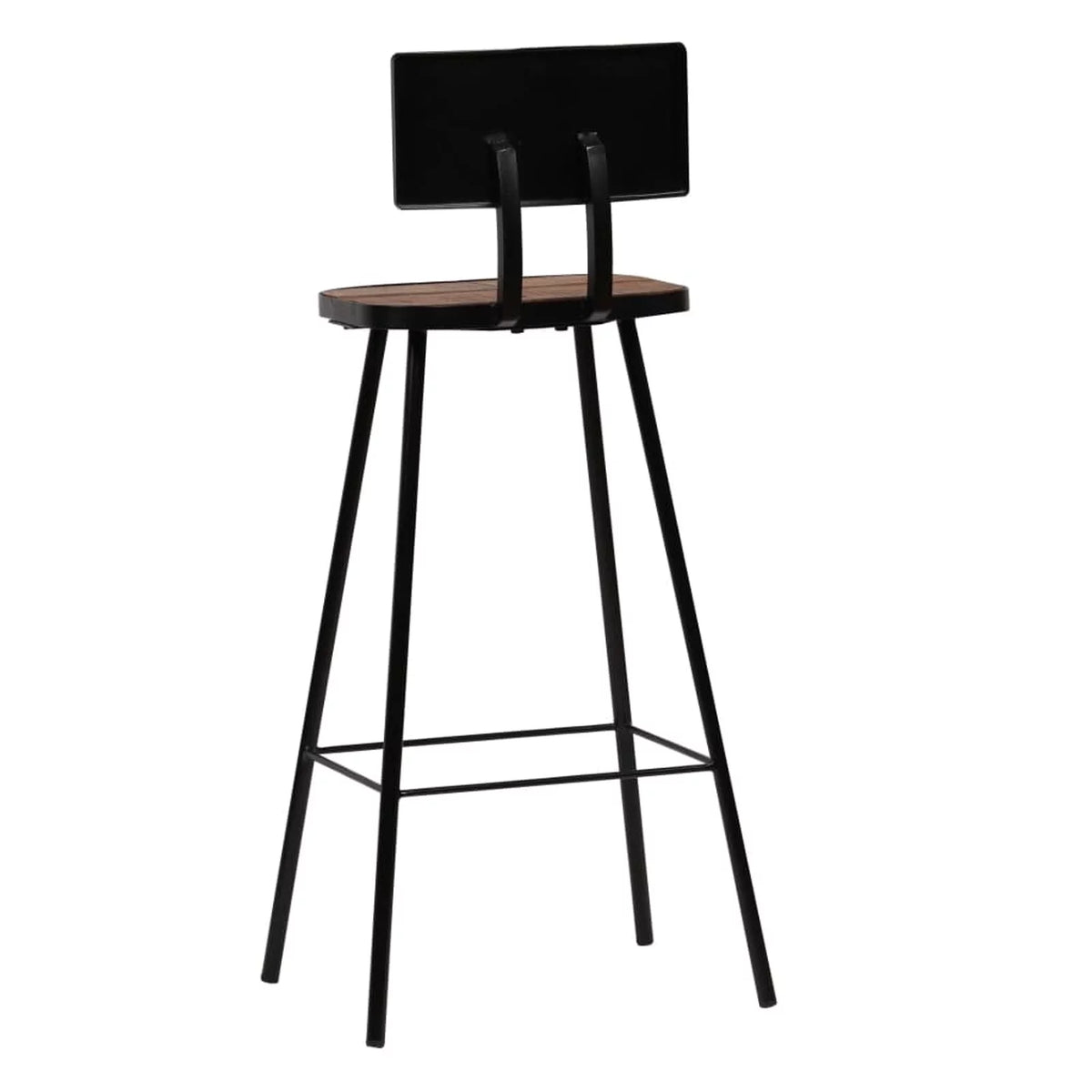2 Piece Bar Stools Reclaimed Wood Seat with Backrest Steel Frame O811