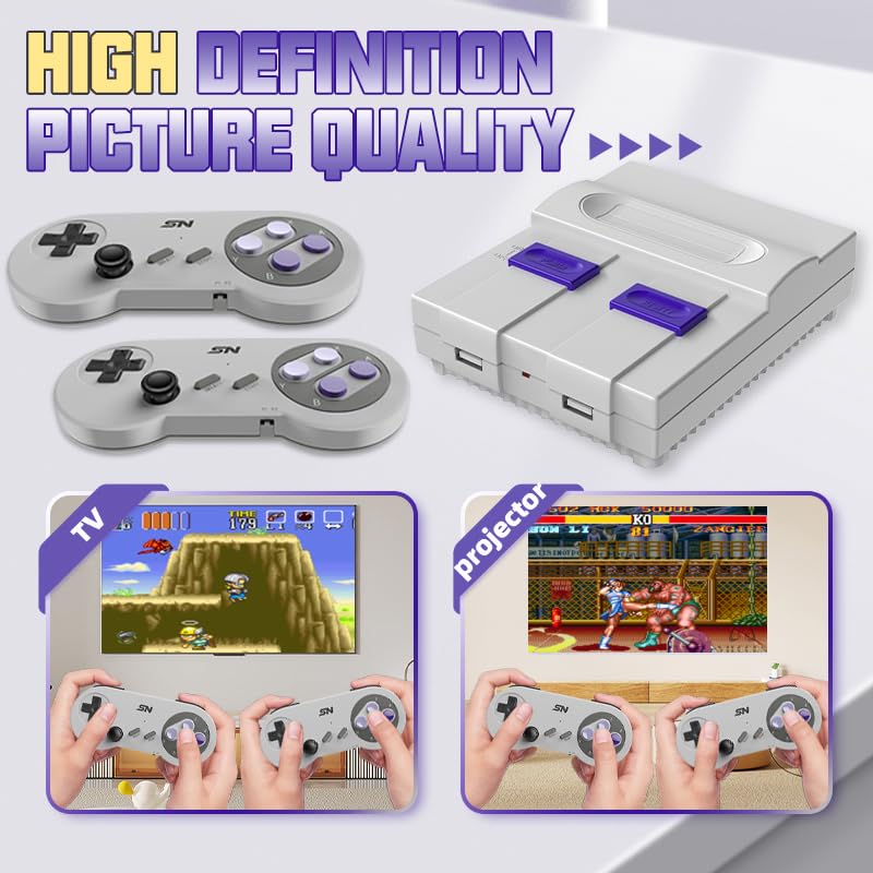 16Bit Video Game Console with 5000 Classic Games and 2.4G Wireless Controllers V42772