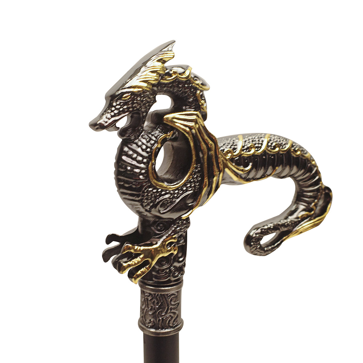 Silver Gold Metal Cane 2pc Steel Shaft Walking Stick P9012