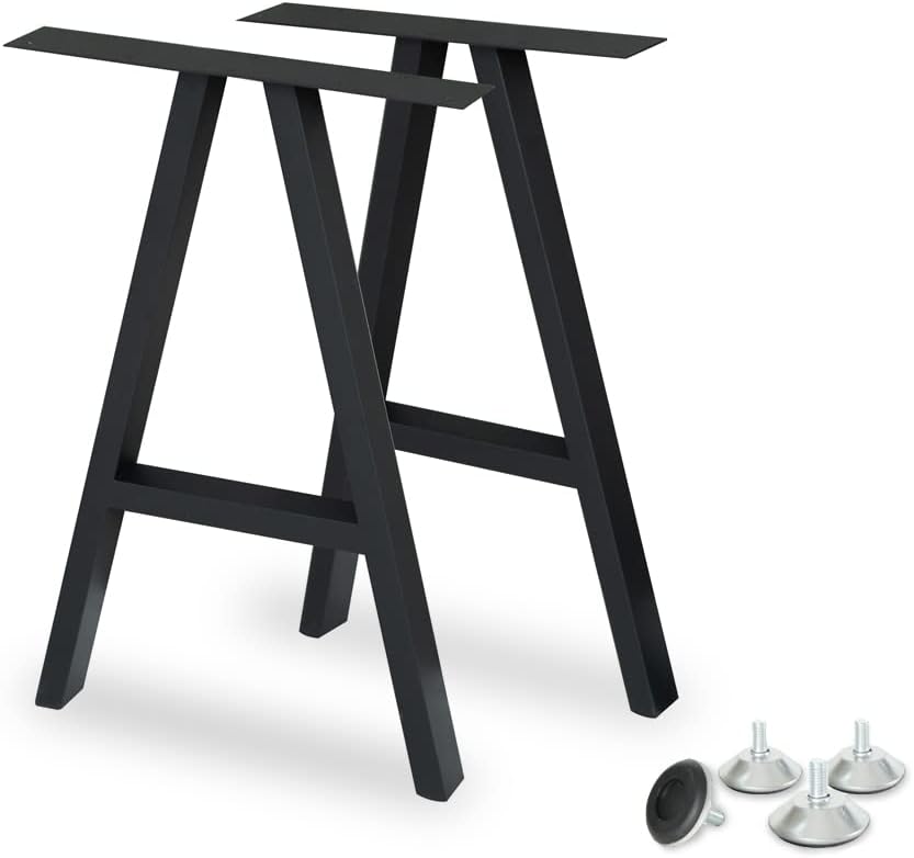 Industrial Metal Table Legs 28 inch Triangle Black Set of 2 I4655
