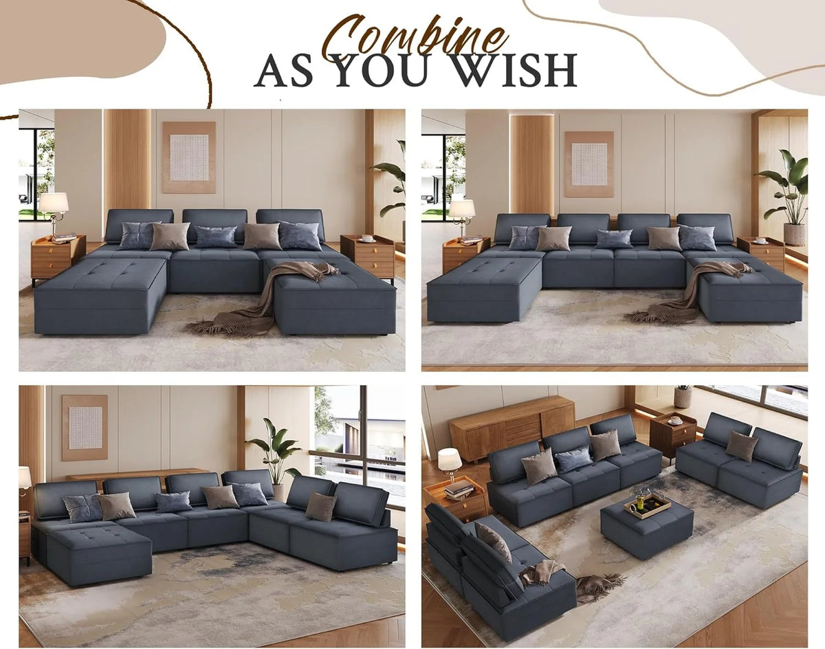 5 Seater Grey Velvet Sectional Sofa U371344