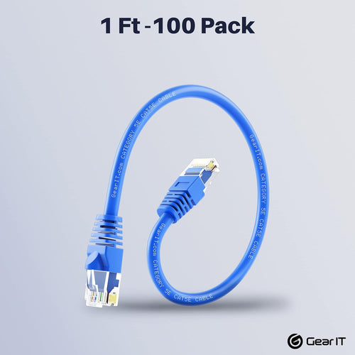 100-Pack Blue Cat5e Ethernet Patch Cable 1 Foot Y700282