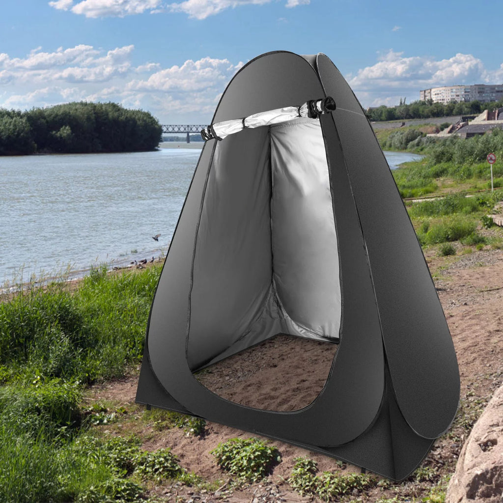 Pop up Privacy Tent 59x59x74.8in Portable Camping Shelter with Carry Bag Black L531