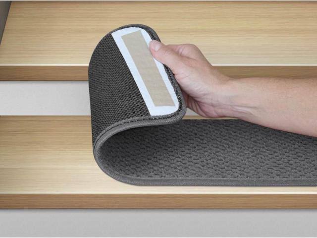 Adhesive Carpet Stair Treads, Gray, 9 in. x 36 in., Set of 12 P41159