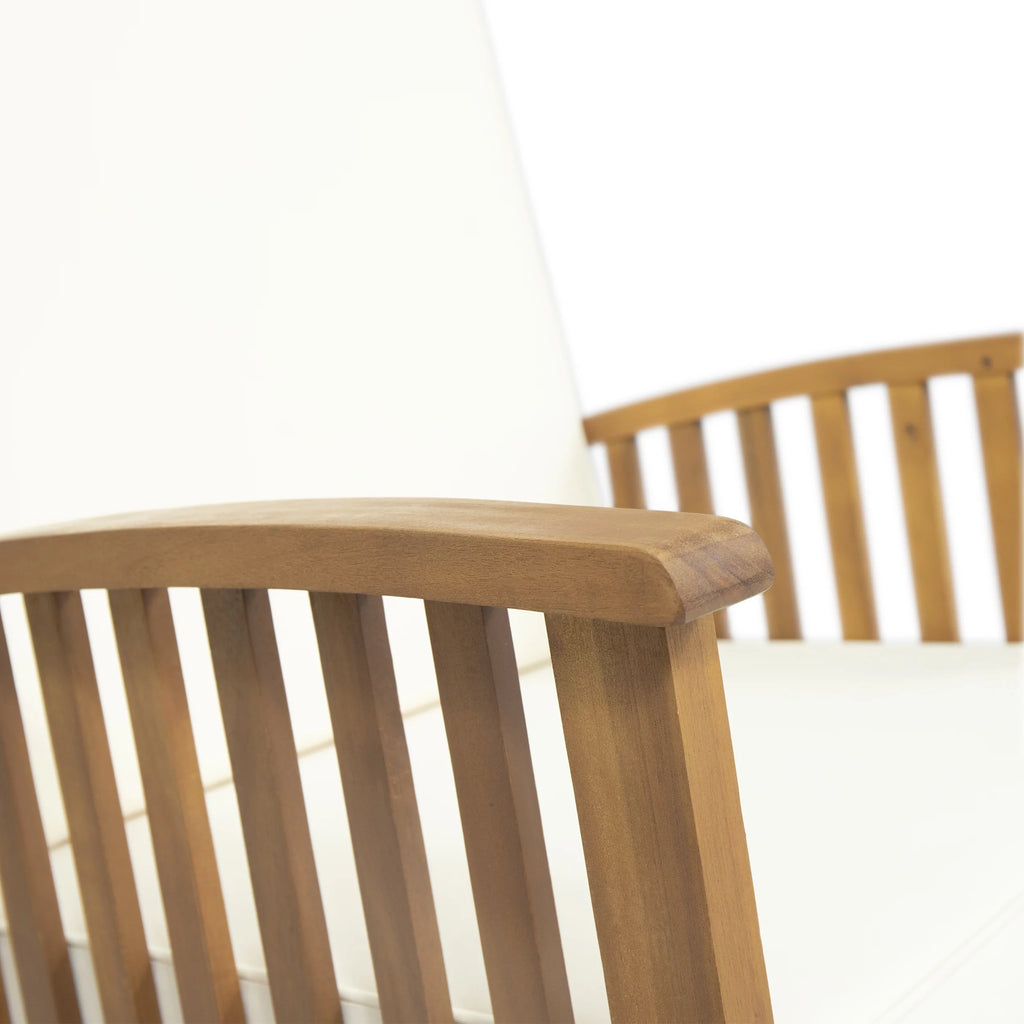 2 Seater Acacia Wood Rocking Chairs and Side Table Set X32572