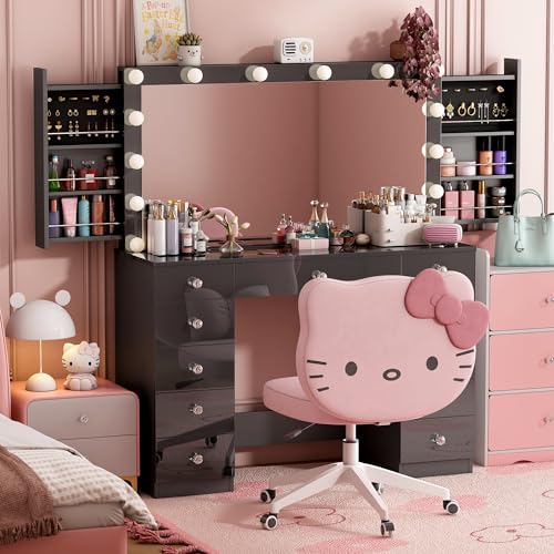 White Vanity Desk with Mirror and 11 Drawer B139168