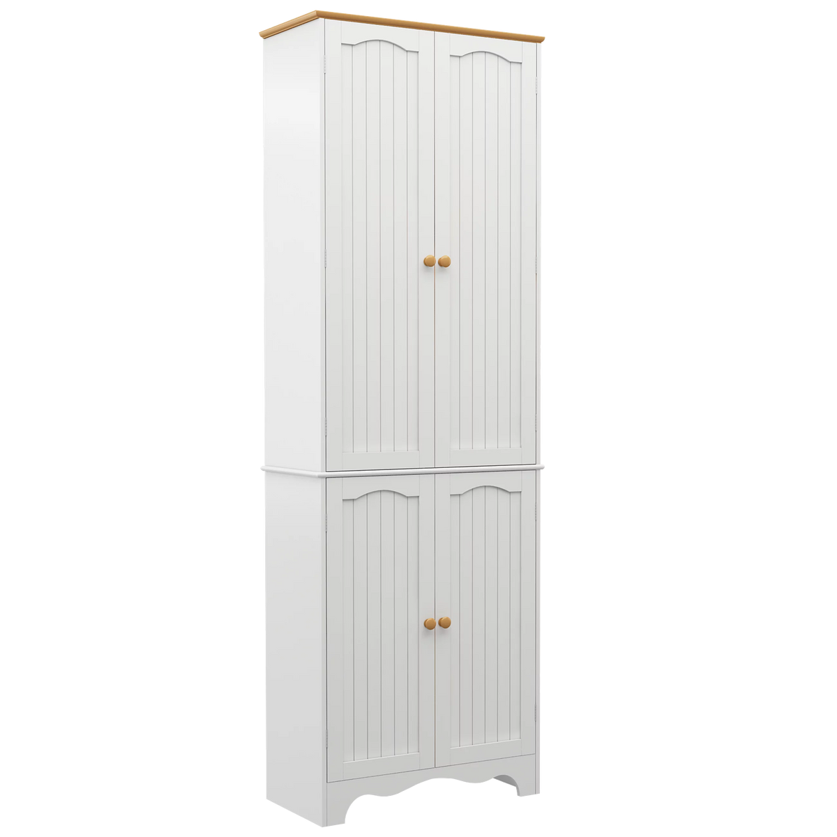 72'' Tall Kitchen Pantry Cabinet with 4 Doors and 2 Adjustable Shelf, White and Honey V427347