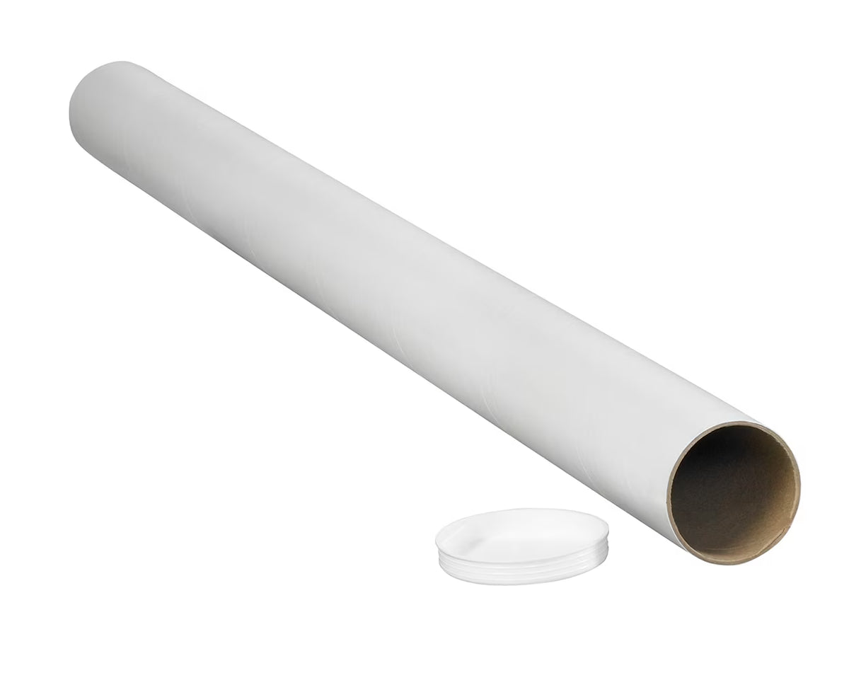 White 3x12 Mailing Tubes with Caps, 24/CS M82500