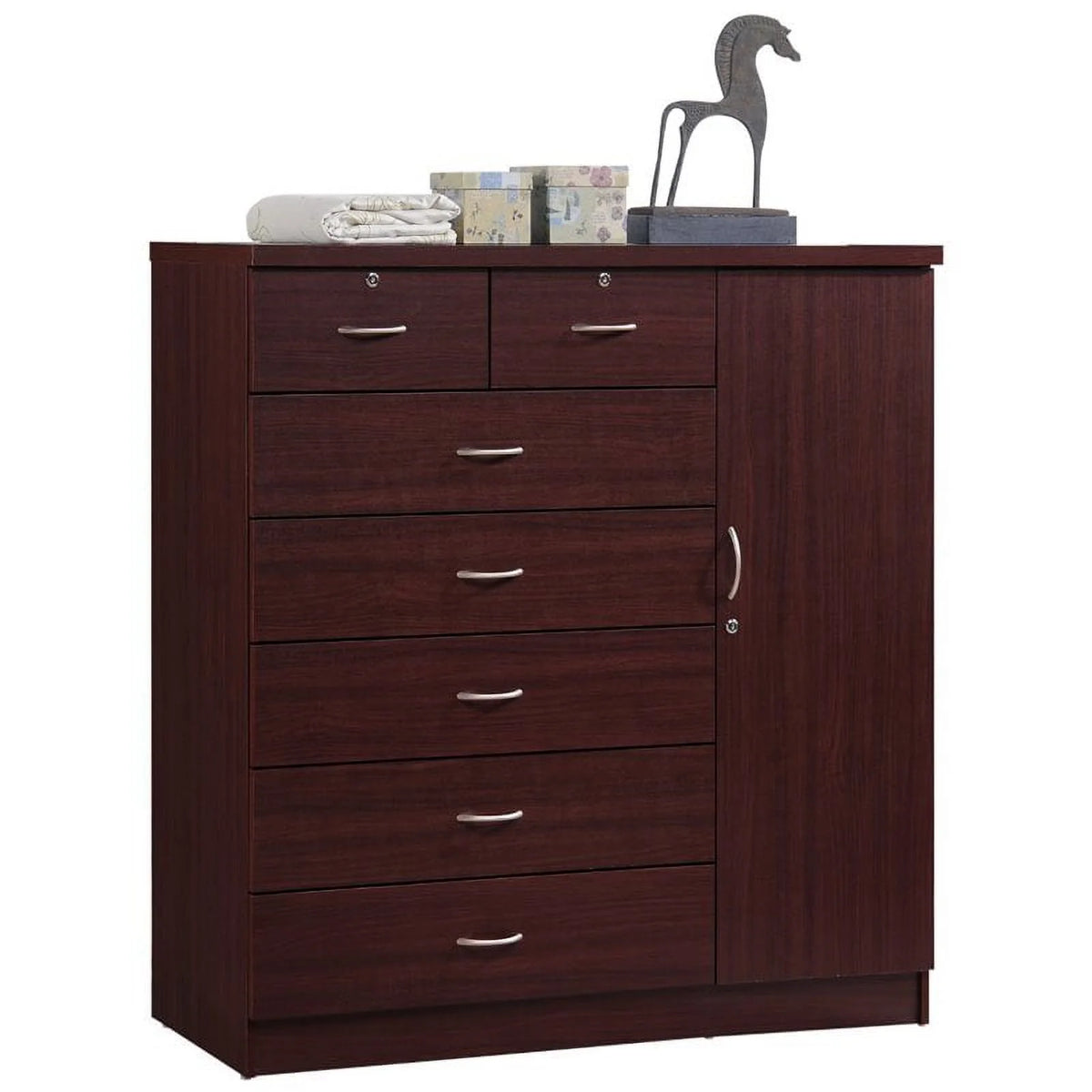 2 Piece Bedroom Set with Captain Bed and Chest in Mahogany Wood A181353